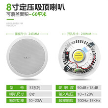 SAST先科吸顶喇叭天花吊顶音响公共广播系统壁挂同轴吊球防水户外音柱嵌入式定压商场店铺背景音乐餐厅 8寸无源定压吸顶喇叭