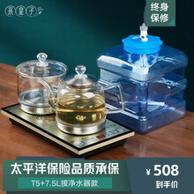 茶皇子 高硼硅玻璃全自动上水电热茶壶 黑茶普洱白茶底部上水煮烧茶器 茶桌茶台泡茶专用热水壶电磁炉一体 T5+7.5L接净水器款