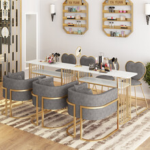 北欧美甲店装修大理石美甲台桌椅套装网红单双人修甲台简约现代领道（LINGDAO） 2张100桌+3张A款椅+3张B款椅 官方标配