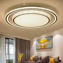 承平 轻奢客厅水晶灯LED吸顶灯卧室餐厅后现代简约北欧风格房间灯具 新款大灯调光调色双层水晶 圆形80厘米85W无极调光带遥控