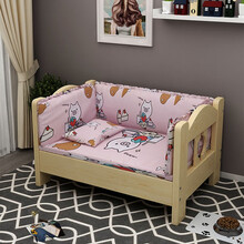 贝尼 狗床实木大型犬狗窝小型犬中型犬猫床泰迪博美柯基法斗边牧通用 实木裸床+床品可挑选 泰迪博美比熊款-长68宽48高40cm