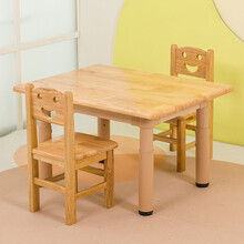 儿童实木桌子家用学习桌可升降木制儿童桌游戏桌幼儿园桌椅套装写字画画桌木质6人桌 60*80 实木桌配2实木椅子