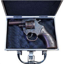 【全金属大号】玩具枪1:2.05砸纸炮纸子左轮合金纸枪7080经典怀旧信号枪影视舞台道具男孩礼物 古铜色+合金箱