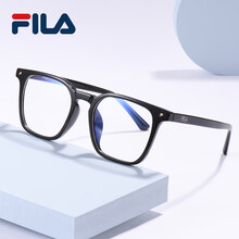 FILA斐乐 近视眼镜框男防蓝光防辐射女 平光无度数护目镜舒适TR架一体鼻托 FL7205-BLACK亮黑色