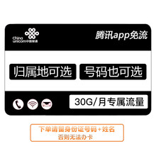 中国联通 联通流量卡大王卡不限速电话卡联通流量卡19月租低月租不限速归属地可选号码可选  腾讯大王卡200APP免流不限速腾讯系app免流