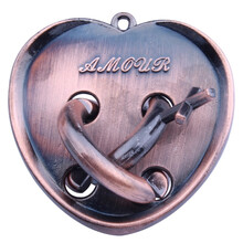 puzzle魔金锁 30款合金魔金锁解锁解环高难度烧脑玩具解闷神器 银色 爱心