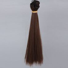 新品BJD陶瓷娃娃假发SD刘海高温丝可儿ob棉花娃多色加厚发排假毛材料 8#浅栗色 横长1米竖长15厘米