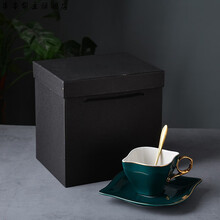 【轻奢高端】英式轻奢咖啡杯套装 咖啡杯碟套装ins风欧式小精致茶具陶瓷英式下午花茶杯子 北欧单杯碟-绿色(礼盒)