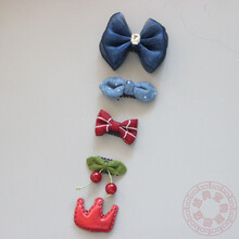 宝宠派 狗狗头饰装扮5件套装约克夏蝴蝶结发饰狗狗泰迪发夹子发卡 藏青 酒红套组