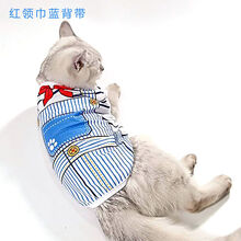 网红猫咪衣服春夏装背心无袖薄款小奶猫防掉毛蓝猫泰迪狗狗小型犬 红领巾 XS(建议1-2斤)