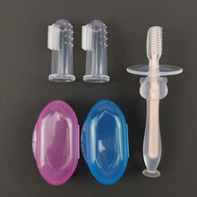 很小鹿婴儿指套牙刷软毛硅胶手指牙刷宝宝乳牙刷舌苔清洁儿童牙刷小孩 2个指套牙刷+1个粉色手柄牙刷