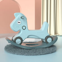 稚气熊 儿童摇马宝宝小木马摇摇马二合一婴儿周岁礼物玩具两用幼儿溜溜车 湖蓝