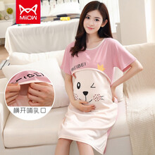 【猫人】高端品质2021夏季新款产后短袖月子服薄款9棉喂奶哺乳睡裙外出6孕妇连衣裙7月份5夏天凉 皇冠裙 XL(120-140斤内)