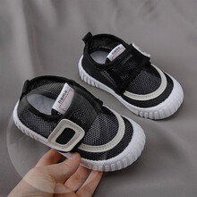 玛杰饰/MAJIESHI幼儿园室内鞋宝宝帆布鞋女儿童小白鞋小童软底布鞋男网面网鞋夏季 黑透网 内长14.0cm