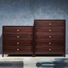 莺黛 乌金木实木五斗柜现代新中式五斗橱储物柜高柜禅意抽屉柜原木85cm组合定制全实木家具 乌金木 五斗柜