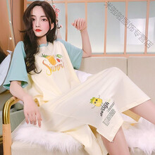 短袖孕妇睡衣夏季薄款哺乳睡裙喂奶长款月子服春秋纯棉产后可外出穿 10YY53【纯棉】【有哺乳口】 XXL【适合150-180斤】