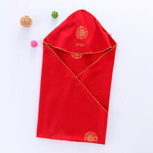 婴儿纯棉抱被红色喜庆新生儿包被包巾大红色宝宝抱毯春秋夏薄睡袋 红色福薄款抱被（带护头）
