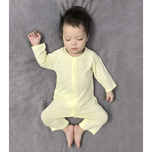 迪士尼轻奢婴儿衣服薄款长袖莫代尔无骨透气宝宝空调服睡衣新生婴儿连体衣夏旗舰官方专卖0369岁 奶黄色 90cm