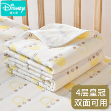 迪士尼（Disney）婴儿隔尿垫纯棉透气防水宝宝可洗超大号纱布床单新生儿用品防漏垫 黄色皇冠【4层纱布款】隔尿防水 双面可用 30x45cm