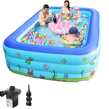 【4到5人用】 游泳池儿童洗澡戏水玩具家用大号充气海洋球池保温浴盆婴儿洗澡室内外水池 1.9米三层充气适合2-3人（电动打气）