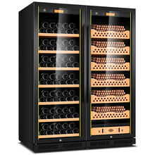 茄龙（CIGARLOONG）CL-168CT2组合双门雪茄柜智能恒温恒湿西班牙雪松木层架不锈钢 雪松木雪茄红酒款黑钛金