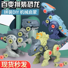 达闻西 儿童益智玩具拼装恐龙行走拧螺丝拆装仿真恐龙蛋男女孩3-4-5岁动手DIY拼装礼盒装生日礼物 两只装【霸王龙+尖角龙】恐龙蛋+螺丝刀