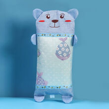 儿童夏季凉枕头婴儿吸汗枕头宝宝小学生冰丝透气小孩幼儿园荞麦枕 蓝色小熊（枕芯+枕套） 中号40*20cm