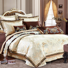 伊迪梦家纺 豪华贡缎提花绣花婚庆多件套 欧美式刺绣四件套六件套八件套十件套样板房床品db219 盛世华情 1.8m/2.0m床宽床盖式四件套