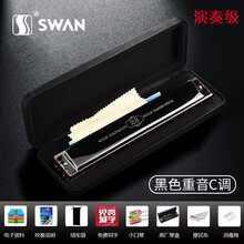 德国进口音簧天鹅S28孔专业演奏口琴 重音复音高级成人儿童乐器 28孔黑色重音C调【专业演奏级】 28孔黑色重音C调【专业演奏级】