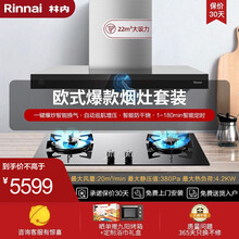 林内（Rinnai）油烟机燃气灶套装  22风量大吸力莲花超能火定时防干烧安芯灶具 2E03LS+ETW11G