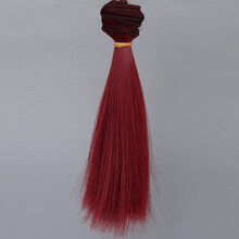 新品BJD陶瓷娃娃假发SD刘海高温丝可儿ob棉花娃多色加厚发排假毛材料 T1557酒红 横长1米竖长5厘米刘海