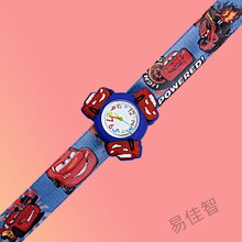 手表儿童男女孩卡通玩具迷你考试啪啪圈旋转幼儿园可爱礼物小手表 汽车宝蓝旋转款