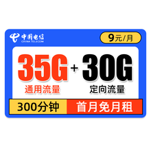 中国电信 电信流量卡不限速无限流量上网卡纯流量大王卡不限量手机号卡大王卡0月租全国通用 电信紫星卡-9元65G流量+300分钟-J62