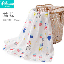 迪士尼（Disney）新生婴儿浴巾宝宝单层竹纤维夏季薄款加大薄儿童纱布巾2层夏 2层竹纤维浴巾-新盆栽