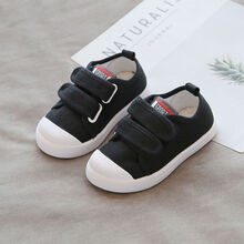 Disney/迪士尼同款儿童帆布鞋春秋新款男童板鞋女童小白鞋宝宝小孩鞋子幼儿园小童鞋 黑色M22 21码内长13