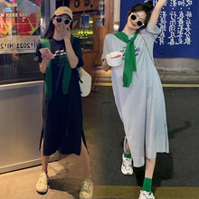 小兀 孕妇装夏装孕妇裙夏季夏天外穿孕妇连衣裙宽松大码孕妇裙子孕妈装 灰色+披肩 M