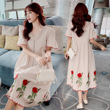 凯琳卡洛儿 孕妇装夏装孕妇裙夏季夏天外穿孕妇连衣裙宽松大码孕妇裙子孕妈装 图片色 S