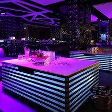 发光条纹KTV茶几酒吧散台桌子创意网红方形大理石吧台桌定制卡座 1200*800*500mm 整装