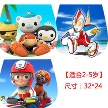 隔汗巾棉大号纱布加大4层吸汗巾0-12岁垫背巾 奥特曼+海底+旺旺队 四层【适合2-5岁32*24】