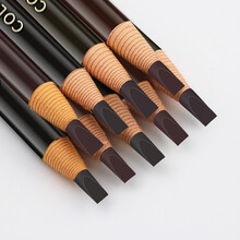 拉线眉笔防水持久不脱色初学者可剥刀削式极细三角眉笔小圆头媚笔 5色各一支+1眉刷+10刀片