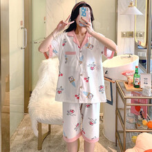 娜丽密艾 新款月子服夏季薄款短袖套装孕妇睡衣大码哺乳期产后喂奶衣家居服 YLY3010 XXXL建议150-170斤