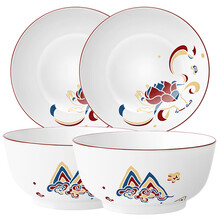 苏泊尔 SUPOR 敦煌九色鹿系列餐具套装4件套（两碗两盘4头）TK2111E