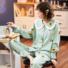 十月结晶同款 月子服夏 月子服6月份春秋纯棉产后哺乳春夏季薄款5产妇4喂奶夏天7孕妇睡衣 2115纯棉牛油果 L码(建议体重105-125斤)