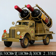 复古汽车模型玩具复古铁艺哈雷摩托车吉普军车老爷车模型摆件客厅酒吧咖啡厅装饰品老解放汽车模型 双黄酒架