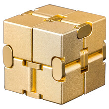 无限魔方 合金创意减压玩具玩具解压神器无线方块 土豪金-铝合金