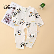 迪士尼（Disney）婴儿连体衣春夏季棉薄款新生儿衣服开裆哈衣宝宝夏装睡衣空调服 小熊猫开档纯棉 73cm
