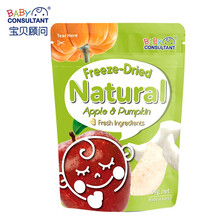 超市	
宝贝顾问 宝宝儿童零食水果冻干 非油炸脱水蔬果干 苹果南瓜 14g/袋