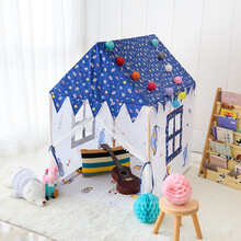 小屋子帐篷 网红ins实木儿童帐篷公主城堡游戏屋男宝宝室内大房子婴儿玩具床 【实木】小号火箭 彩旗星星灯垫子