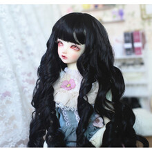 BJD.SD娃刘海高温丝假发洋娃卷发长发淑女3分4分6分60cm 黑色 如何打理假发看详情  3分头围21-22cm