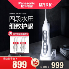 松下（Panasonic）冲牙器便携式家用电动洗牙机声波气泡水流口腔冲洗器 太空银